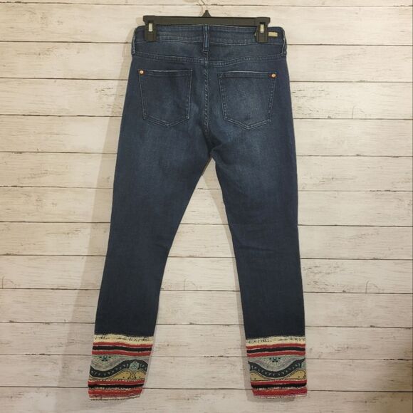 Pilcro And The Letterpress Jeans Anthropologie Crop Patchwork Hem Size 26 - Picture 10 of 16
